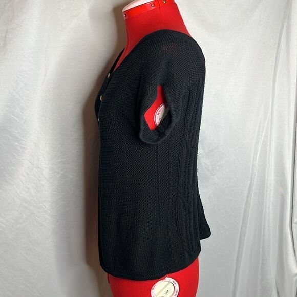 MM37 Kersh cable knit back 3 button short sleeve cardigan - Picture 3 of 9